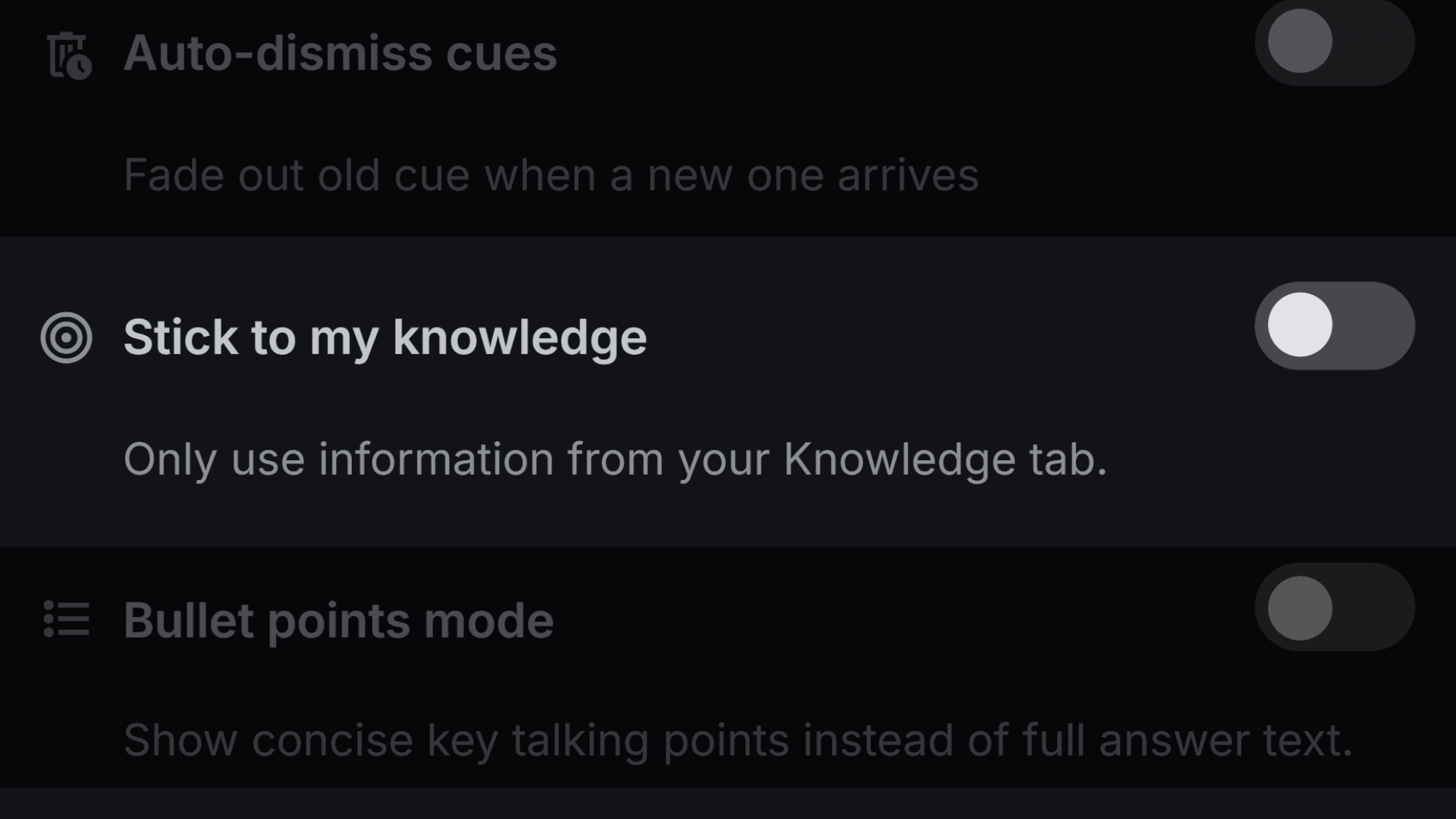 Stick to my knowledge toggle